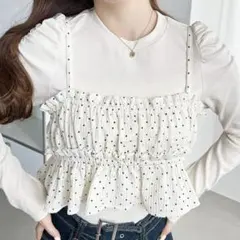 長袖ショルダーギャザーリブカットソー(トップスのみ)