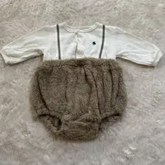 ポロベビー　POLO ロンパース・カバーオール ホワイト・ベージュ　サロペット