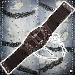 未使用品 ブラウン コルセットベルト ゴスロリ 地雷系 編み上げ レースアップ