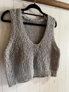 グレー Vネック ニットベスト M