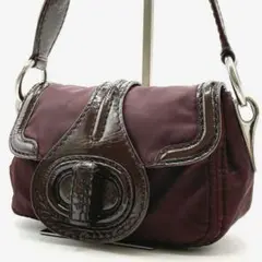 PRADA ハンドバッグ 三角ロゴプレート ターンロック ナイロン エナメル 紫