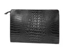 クラッチバッグ メンズ クロコ調 PUレザー 黒 ビジネス フォーマル