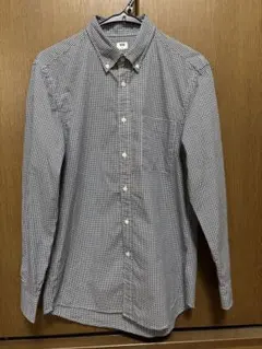 UNIQLO ボタンダウン ギンガムチェック 長袖シャツ メンズ M ネイビー