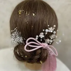 卒業式　振袖　入学式　成人式　髪飾り　桜パールピンクタッセル