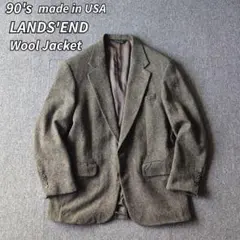 90s アメリカ製 LANDS'END ウール ジャケット カラーネップ 古着