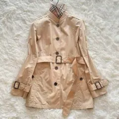 大きいサイズ　美品　バーバリー　撥水加工ハーフコート　ノバチェック　ベルト