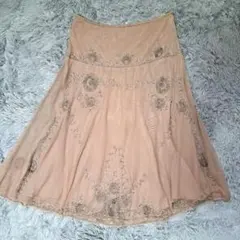 豪華刺繍 チュールスカート きらきらビーズスパンコール Aライン シアーのサムネイル