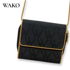 【良品◎】WAKO／ショルダーウォレット／ブラック×ベージュ／上品／巾着付のサムネイル
