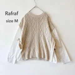 Rafraf ケーブルニット シャツレイヤード風　トップス M アイボリー 白⁠