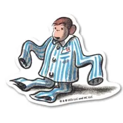 耐水・UV加工 塩化ビニル ステッカー　「おさるのジョージ 絵本原画　パジャマ」