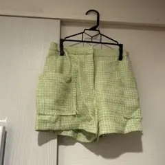 ZARA ライトグリーン ショートパンツ 13-14 ツイード　164cm