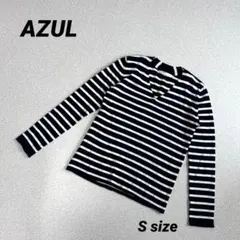 K1159 AZUL　アズール　ボーダー　長袖　S　トップス　レディース　白黒のサムネイル