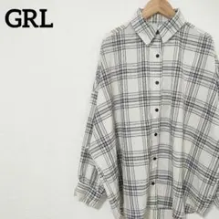 GRL グレイル モノトーンチェック柄前後差ヘムシャツ オーバーサイズブラウス