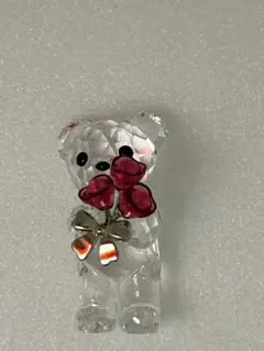 スワロフスキー SWAROVSKI 忘れな草 ブルー 花 くま 置物 箱付き