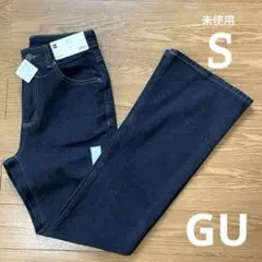 未使用 GU レディース ミドルライズ フレアジーンズ S ネイビー