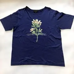昭和レトロ GIANNI VALENTINO Tシャツ ネイビー 花柄 Mのサムネイル