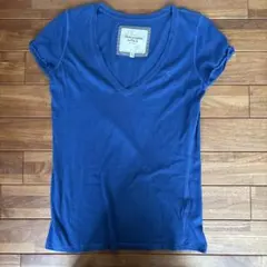 Abercrombie & Fitch VネックTシャツ ブルー M アバクロのサムネイル