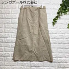 【シンガポール株式会社】（M）ウールブレンドAラインロングスカート ポケット