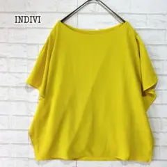 INDIVI ブラウス カットソー（2XL）黄 ドッキング レイヤード 大サイズ