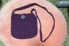 M紫の編み物ショルダーバッグ