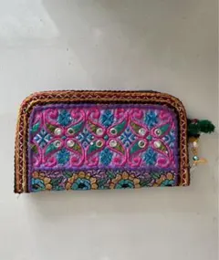 インド☆刺繍☆長財布☆通帳入れ☆パスポート☆ケース☆母子手帳