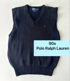 90s Polo by Ralph Lauren ニットベスト ネイビー M
