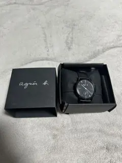 agnès b. ブラックレザー時計　アニエスベーのサムネイル