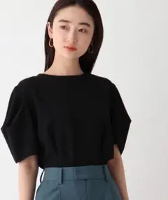 OPAQUE.CLIP ウーリッシュドライストレッチ ペプラムタックブラウス