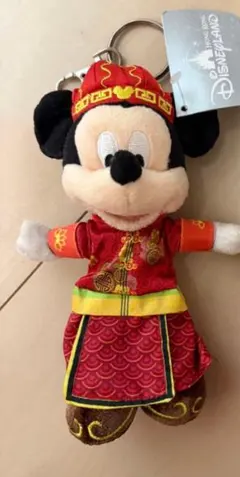 ミッキーマウス 伝統的中国衣装 ぬいぐるみキーホルダー