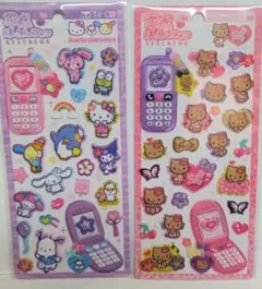 平成ハッピーフォン　ステッカー　サンリオキャラクターズ/日焼けキティ　セット