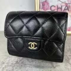 CHANEL シャネル　キャビアスキン　マトラッセ　三つ折り　財布　コインケース