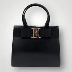Salvatore Ferragamoヴァラ リボン ハンドバッグ フォーマル黒