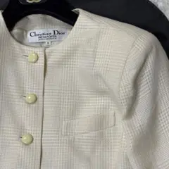 Christian Dior ヴィンテージ ノーカラージャケット シルク混 9号のサムネイル