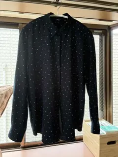 UNIQLO 小花柄 長袖シャツ L ネイビー