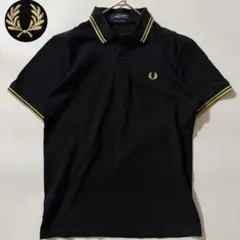 金刺繍✨フレッドペリー 半袖ポロシャツ 月桂樹 英国製 40 ブラック