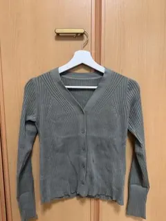 titivate グリーン リブ編み 長袖カーディガン