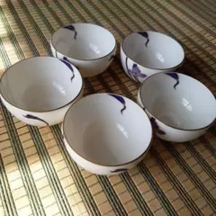 花庵HANAIORI紫色の花模様 湯飲み 5個セット