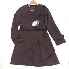 新品✨グリーンレーベルリラクシング　パール付きトレンチコート　ブラウン　L