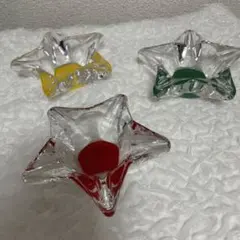 ガラス 置物 花瓶 花器 小物入れ 灰皿 昭和レトロ ヴィンテージ　3個セット