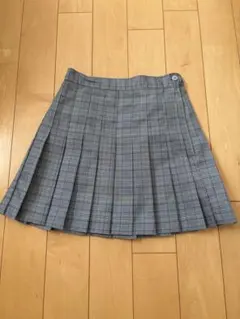 グレー系チェック プリーツスカート M