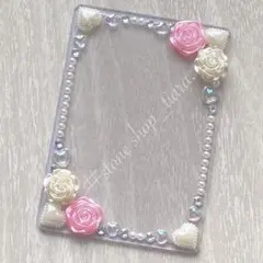 B8【薔薇＊ハート＊ビジュー＊パール】硬質ケース♡デコ♡ピンク・ホワイト系