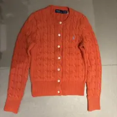 美品【RALPH LAUREN】ラルフローレン　オレンジ　コットンカーディガン