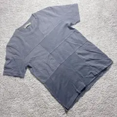 nano universe メンズ 半袖 Tシャツ グレー パネル パッチワーク
