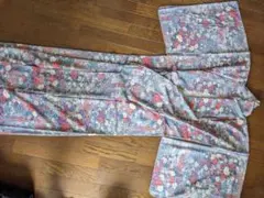 青系花柄 着物 レディース