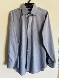 グレー チェック柄 長袖シャツ