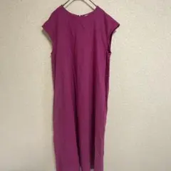 GLOBAL WORK ノースリーブ ワンピース パープル F 麻混