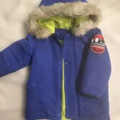 ファー付き青ダウンコート 95サイズ