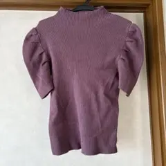 半袖　リブニット　ラベンダー　トップス　グレイル　パープル パフスリーブ M