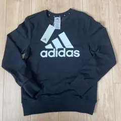 新品タグ付き＊adidas 黒 トレーナー ロゴ入り　160