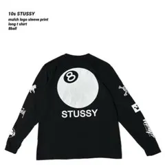 10s STUSSY ステューシー マルチロゴ 総柄 8ボール ロンT 袖プリ
